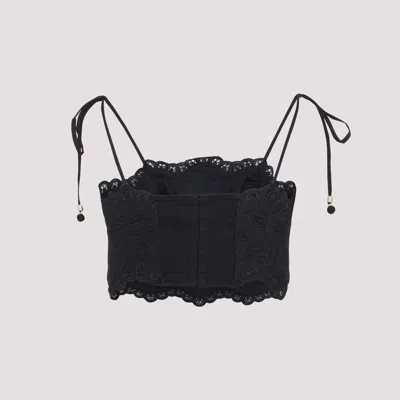 Zimmermann Rhiannon Embroidered Bodice Top In Black
