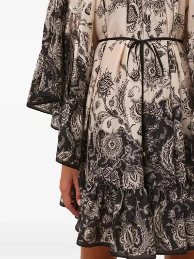 Zimmermann Rhiannon Long Sleeve Silk Habutai Lantern Minidress
