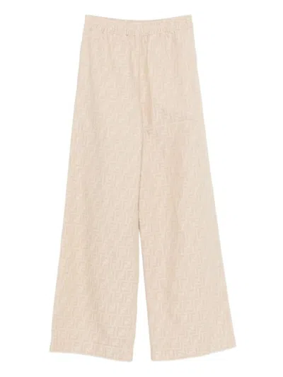 Fendi Ff-jacquard Elasticated-waist Trousers In Neutral