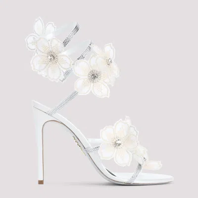 René Caovilla White Floral Heels