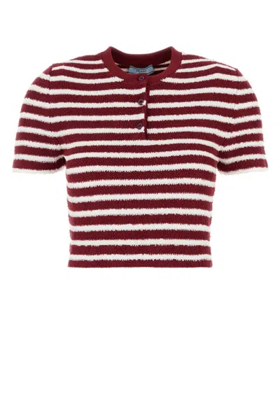 Prada Embroidered Terry Fabric Polo Shirt