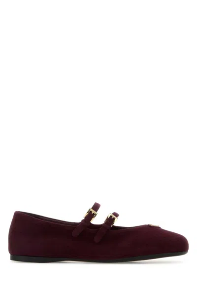 Prada Purple Suede Ballet Flats