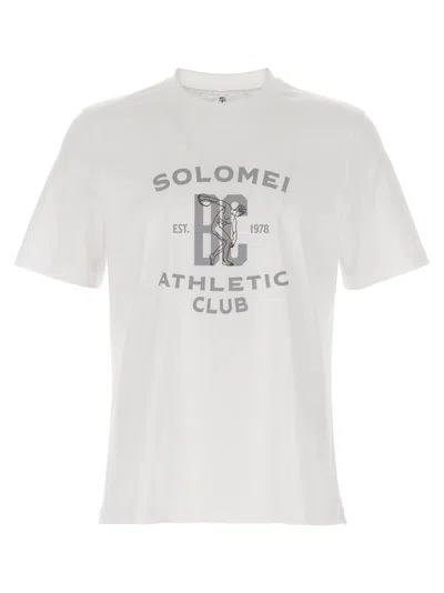 Brunello Cucinelli Crew Neck Graphic Print Short Sleeves T-shirt In Neutral
