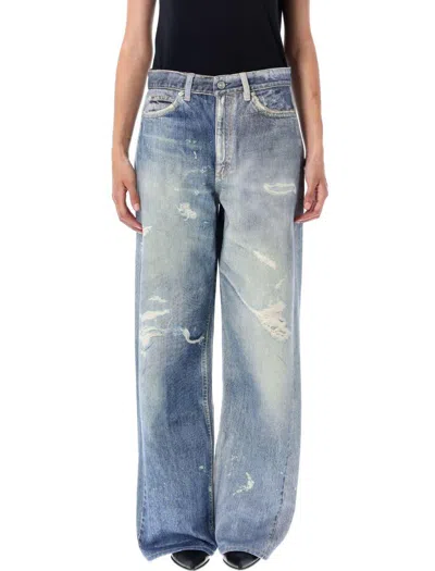 Our Legacy Wide Fit Digital Denim Print Trousers In Blue