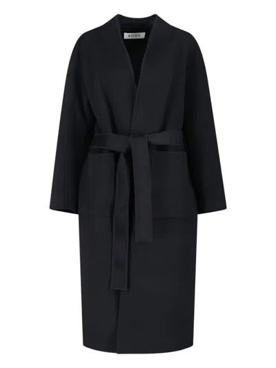 Rohe Black Wool Coat With Shawl Collar In Black