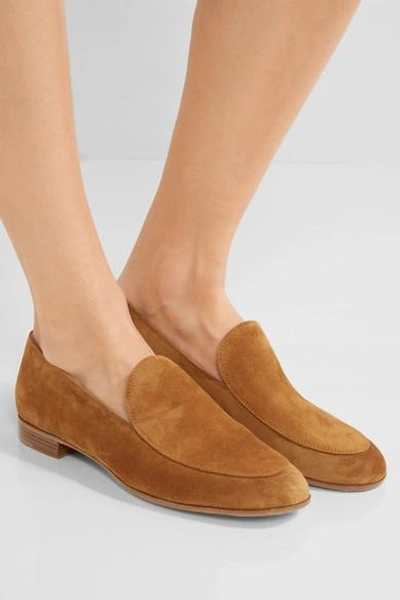 Shop Gianvito Rossi Suede Loafers In Tan