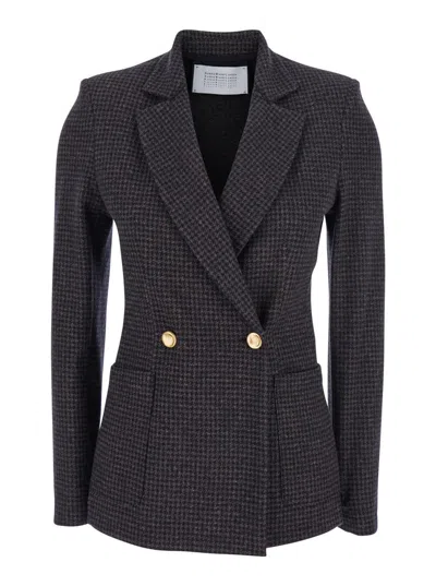 Harris Wharf London Houndstooth Double-breasted Blazer In Gray