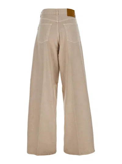 Haikure Beige Five Pocket Jeans With Logo Patch On The Back In Cotton Woman In Neutral