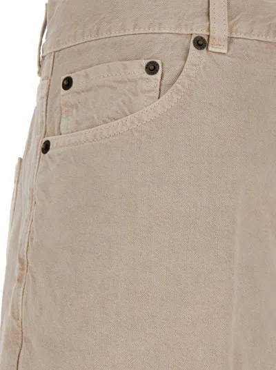 Haikure Beige Five Pocket Jeans With Logo Patch On The Back In Cotton Woman In Neutral