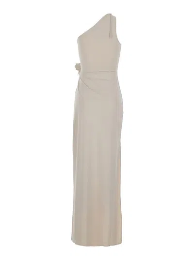 Coperni Asymmetric Flower Gown In Gray