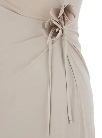 Coperni Asymmetric Flower Gown In Gray