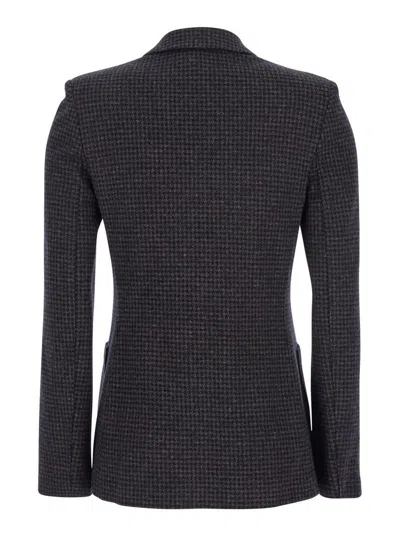 Harris Wharf London Houndstooth Double-breasted Blazer In Gray