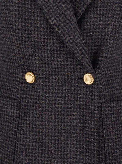 Harris Wharf London Houndstooth Double-breasted Blazer In Gray