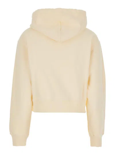 Jacquemus Cotton Hoodie With Drawstring Hood And Ribbed Details In Neutral