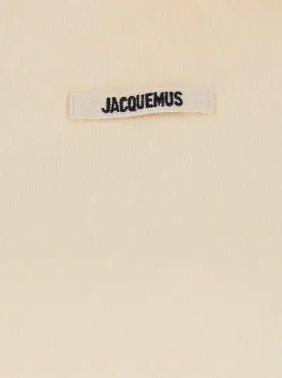 Jacquemus Cotton Hoodie With Drawstring Hood And Ribbed Details In Neutral
