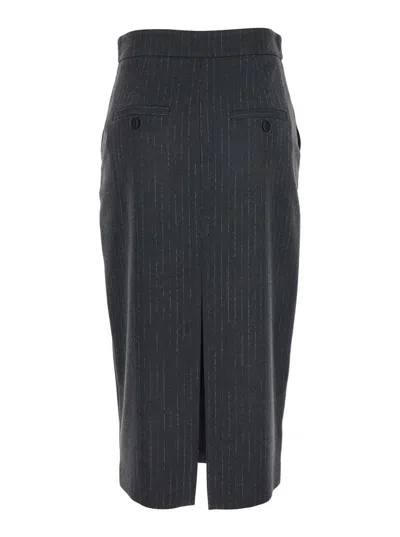 Plain Midi Black Pencil Skirt In Fabric In Black