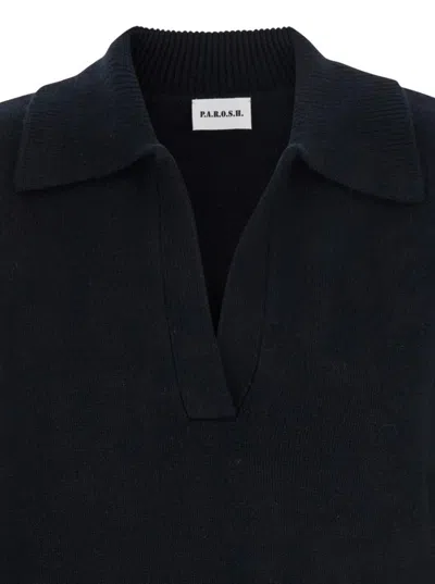 P.a.r.o.s.h Polo-neck Ribbed Sweater In Black