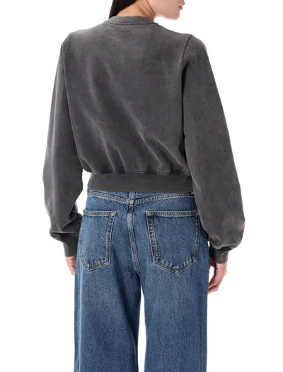 Alexander Wang Shrunken Snap Cardigan Crewneck Clothing In Black