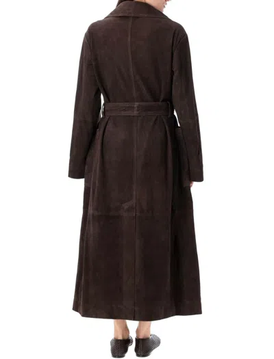 Rohe Belted Suede Coat In Brown