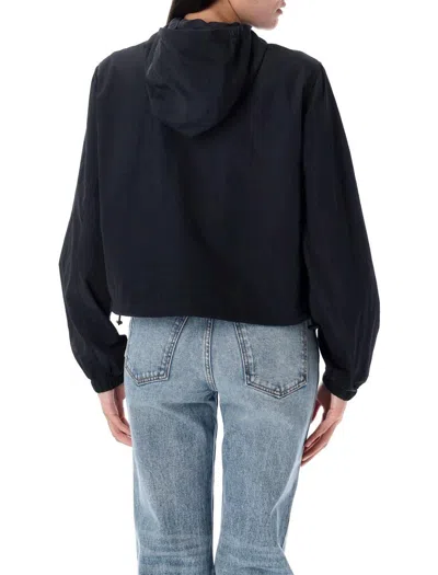 Burberry Cropped Nylon Hooded Jacket In Black
