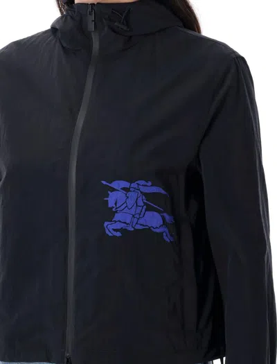 Burberry Cropped Nylon Hooded Jacket In Black