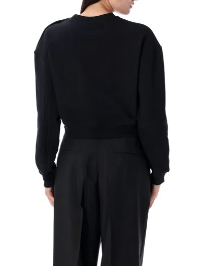 Balmain Women Logo Organic Cotton Cropped Sweatshirt In Black