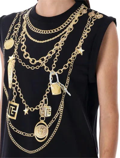 Balmain Tank Top  Chain Print In Black