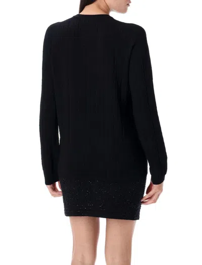 Balmain Ls 3 Btn Monogram Knit Top In Black