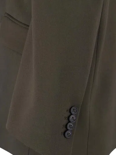 Attico Single-breasted Virgin Wool Blazer In Brown