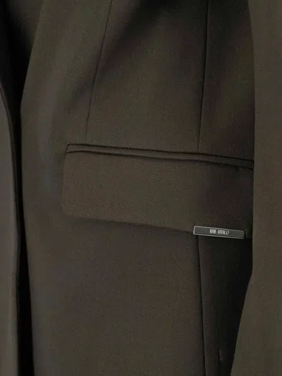 Attico Single-breasted Virgin Wool Blazer In Brown
