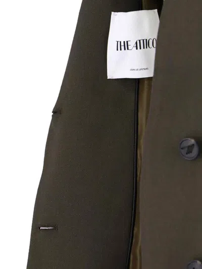 Attico Single-breasted Virgin Wool Blazer In Brown