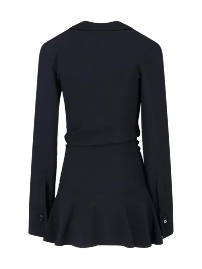 Attico Mini Dress With Deep V-neck In Black