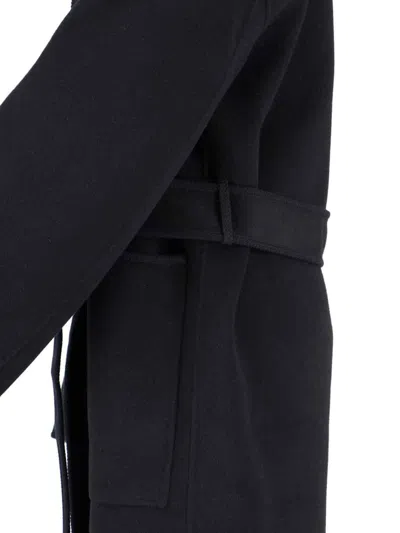 Rohe Black Wool Coat With Shawl Collar In Black