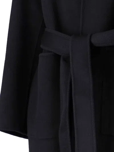 Rohe Black Wool Coat With Shawl Collar In Black