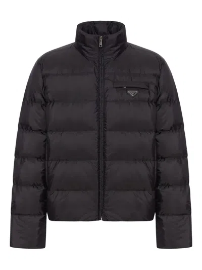 Prada Re-nylon Down Jacket In Black