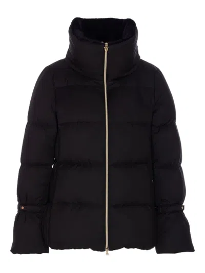 Herno Bell-sleeve Quilted Padded Jacket In Black