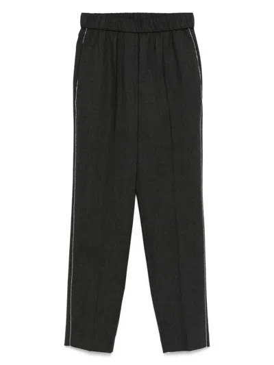 Peserico Side-stripe Elasticated-waistband Trousers In Black