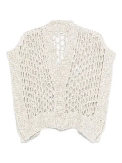 Peserico Sequin-embellished Open-knit Cardigan