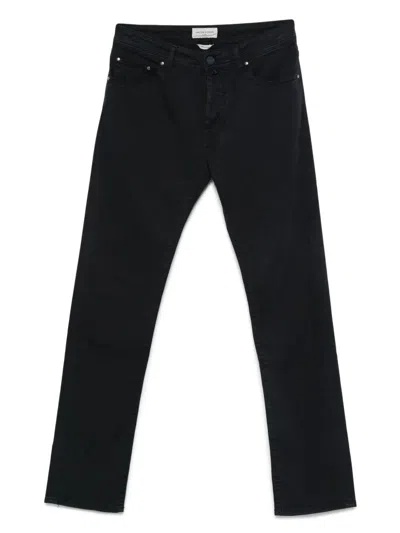Jacob Cohen Navy Blue Denim Jeans With Classic Five-pocket Design In Black