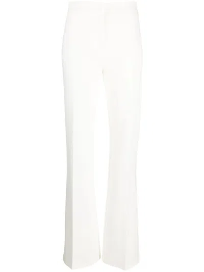 Pinko Hulka Flared Viscose Trousers In White