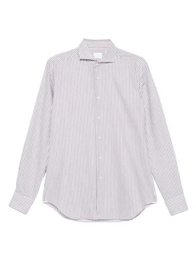 Xacus Twill Stripe Long Sleeve Shirt In Neutral