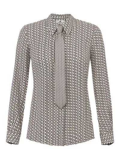 Elisabetta Franchi Geometric Pattern Shirt With Tailored Fit In Neutral