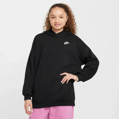 Nike Club Big Kid Girls Long Sleeve Fleece Active Hoodie In Black