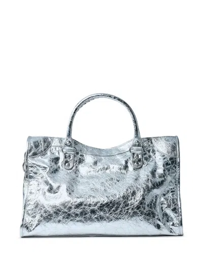 Balenciaga Le City Medium Metallic Textured-leather Tote