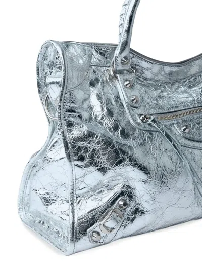 Balenciaga Le City Medium Metallic Textured-leather Tote