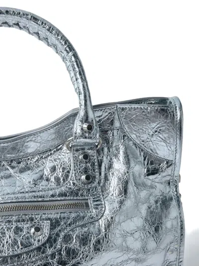 Balenciaga Le City Medium Metallic Textured-leather Tote