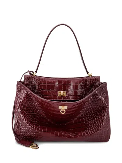 Balenciaga Rodeo Leather Shoulder Bag With Croco Effect
