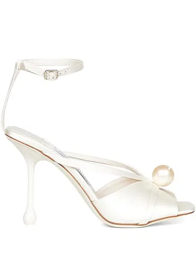 Jimmy Choo 95mm Siva Pearl-embellished Sandals In White