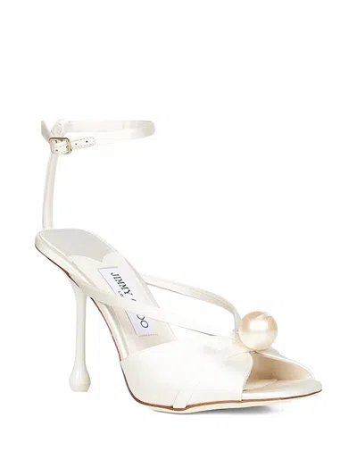 Jimmy Choo 95mm Siva Pearl-embellished Sandals In White