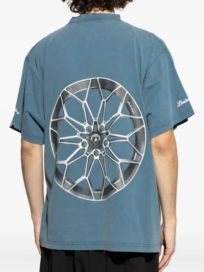 Balenciaga Lamborghini Oversized Printed Cotton-jersey T-shirt In Blue